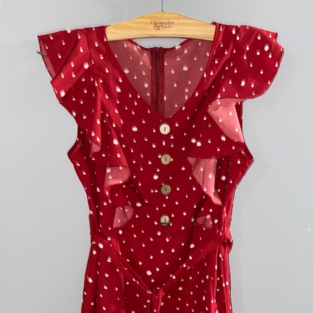 Women’s Red Polka Dot Midi Dress
